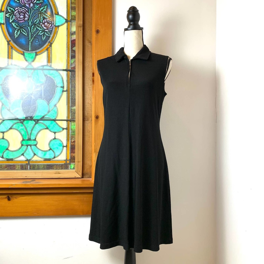 Vintage 90s MOD Ronni Nicole by Ouida Sleeveless Collared USA Made Midi Dress - Picture 8 of 9